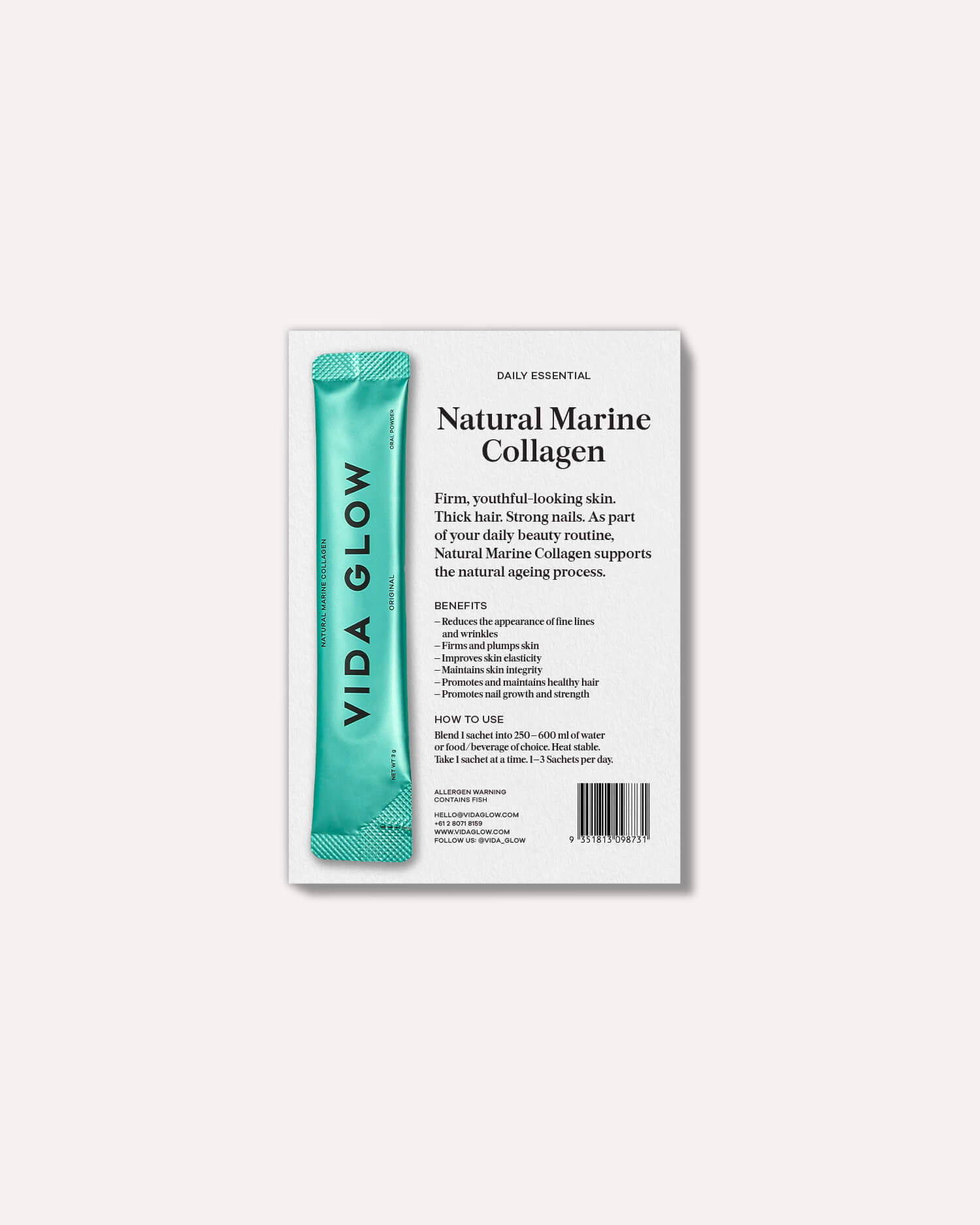 Vida-Glow-Single Sachet Card - Original Marine Collagen-Vida-Glow-Australia
